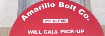 They are located at 215 N Polk St, Amarillo, TX 79107. . Amarillo bolt company